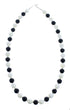 Native American Mother of Pearl Onyx Bead Sterling Silver Necklace JX126723