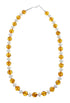 Navajo Amber And Mother of Pearl Sterling Silver Bead Necklace JX126738