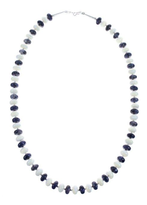 Purple Agate And Sterling Silver Native American Bead Necklace JX126755