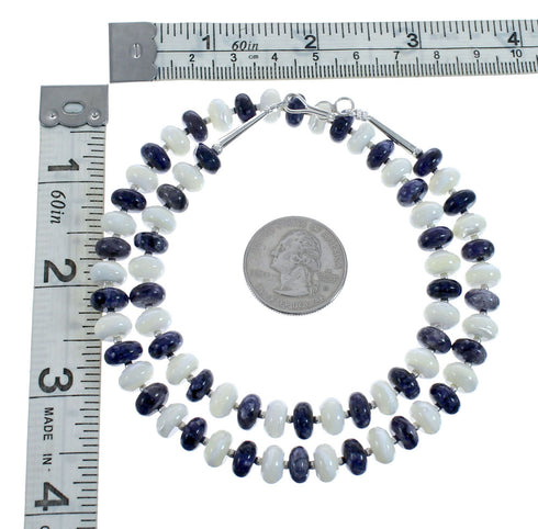 Purple Agate And Sterling Silver Native American Bead Necklace JX126755
