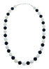 Native American Mother of Pearl Onyx Bead Sterling Silver Necklace JX126733