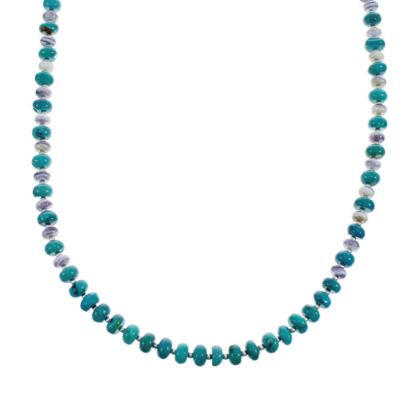 Navajo Turquoise Purple Oyster Shell Bead Necklace JX126752