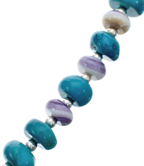 Navajo Turquoise Purple Oyster Shell Bead Necklace JX126752