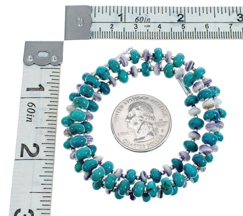Navajo Turquoise Purple Oyster Shell Bead Necklace JX126752