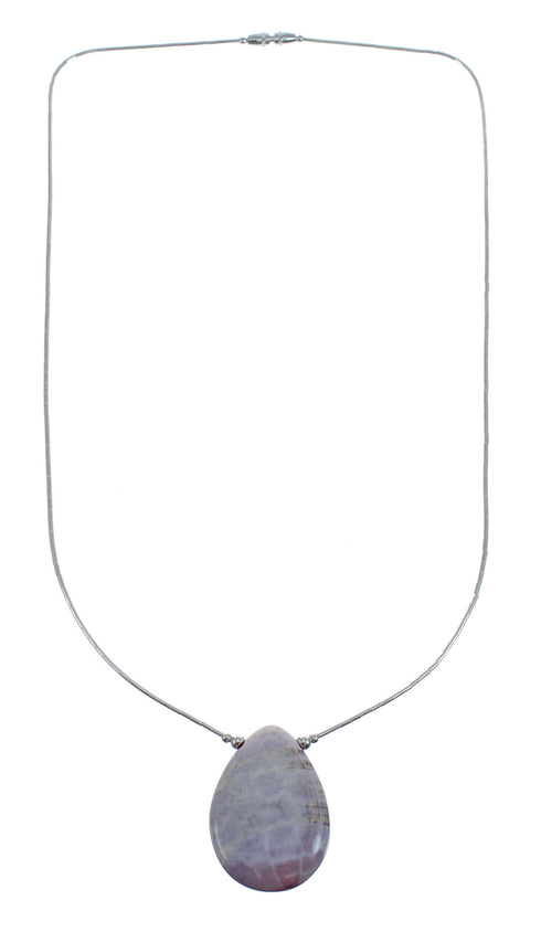 Liquid Silver Native American Agate Necklace JX126756