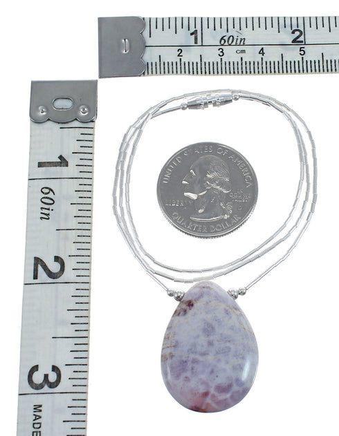 Liquid Silver Native American Agate Necklace JX126756