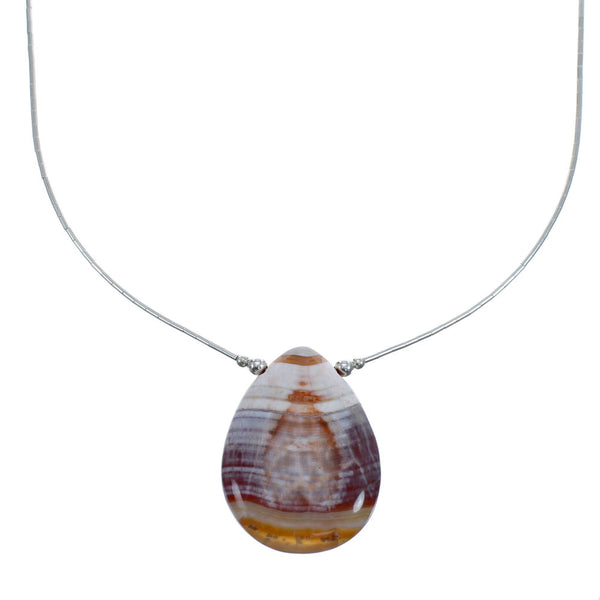 Liquid Silver Native American Agate Necklace JX126757
