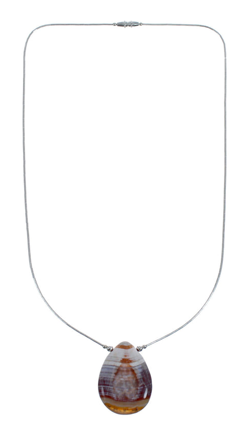 Liquid Silver Native American Agate Necklace JX126757