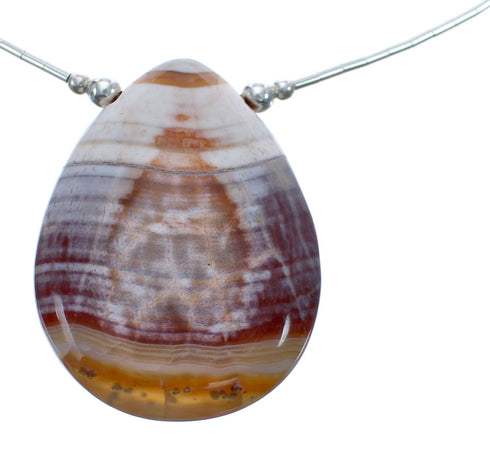 Liquid Silver Native American Agate Necklace JX126757