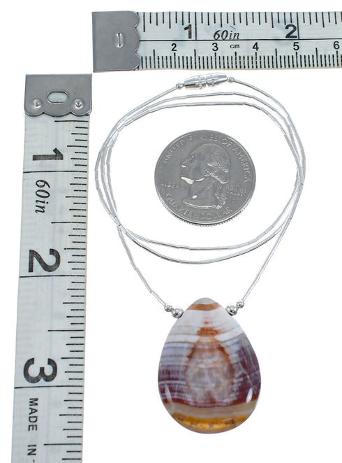 Liquid Silver Native American Agate Necklace JX126757