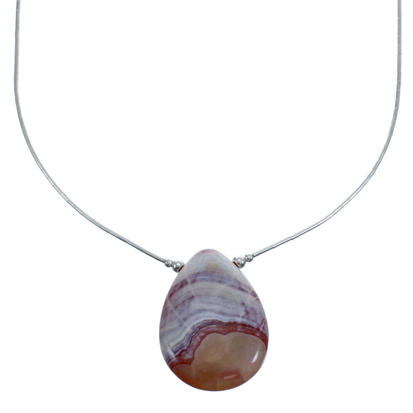 Liquid Silver Native American Agate Necklace JX126758
