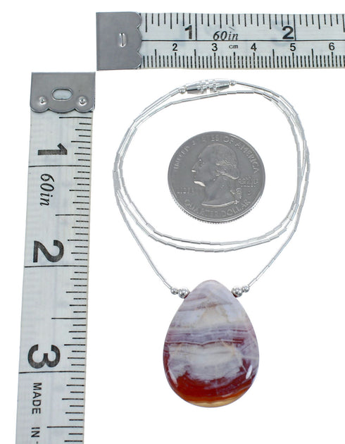 Liquid Silver Native American Agate Necklace JX126758