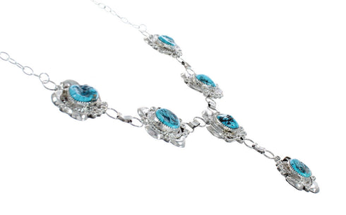 Turquoise Genuine Sterling Silver Navajo Link Necklace JX127049
