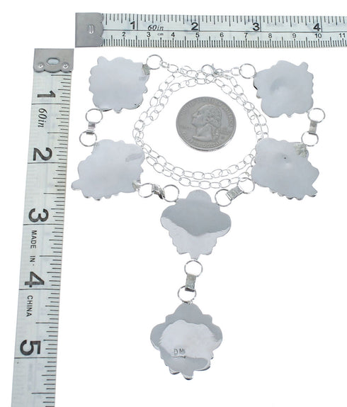 Turquoise Genuine Sterling Silver Navajo Link Necklace JX127049