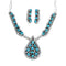 Turquoise Genuine Sterling Silver Navajo Link Necklace Set JX127051