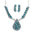 Turquoise Genuine Sterling Silver Navajo Link Necklace Set JX127051