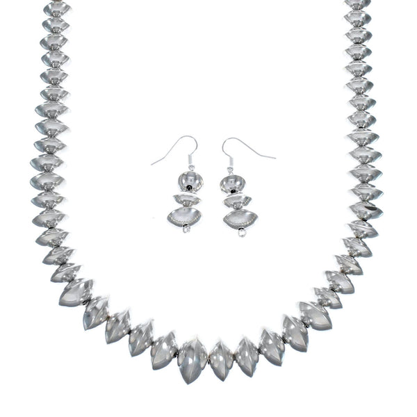 Navajo Authentic Sterling Silver Necklace Earrings Set JX127044