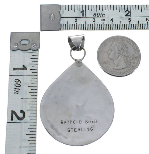 Native American Zuni Multicolor Inlay Eagle Sterling Silver Pendant JX127058