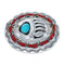 Coral and Turquoise Navajo Bear Paw Design Genuine Sterling Silver Belt Buckle JX127026