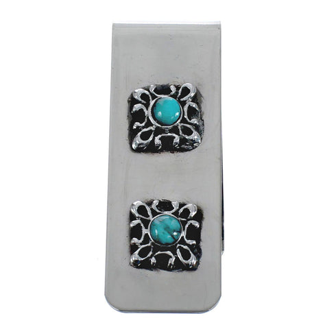Navajo Turquoise Genuine Sterling Silver Money Clip JX127030