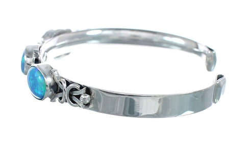 Opal and Authentic Sterling Silver Navajo Cuff Bracelet JX126299