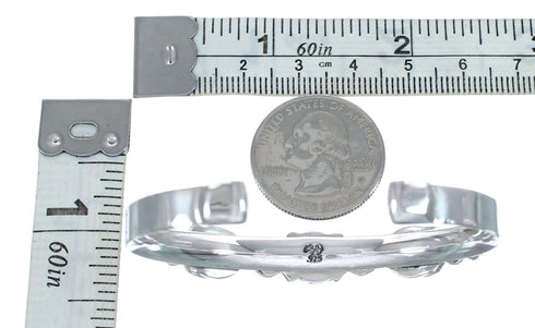 Opal and Authentic Sterling Silver Navajo Cuff Bracelet JX126299