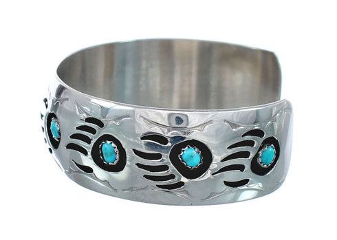 Genuine Sterling Silver Turquoise Navajo Bear Paw Cuff Bracelet AX126306