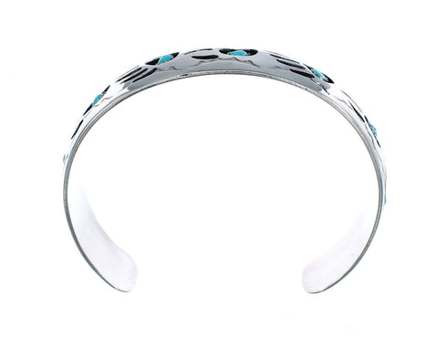 Genuine Sterling Silver Turquoise Navajo Bear Paw Cuff Bracelet AX126306