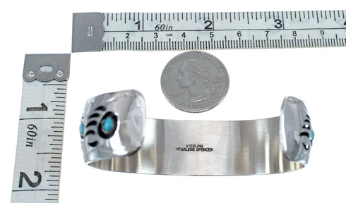 Genuine Sterling Silver Turquoise Navajo Bear Paw Cuff Bracelet AX126306