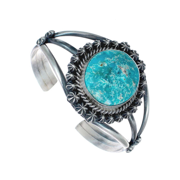 Native American Genuine Sterling Silver Turquoise Cuff Bracelet AX126308