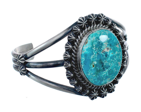 Native American Genuine Sterling Silver Turquoise Cuff Bracelet AX126308