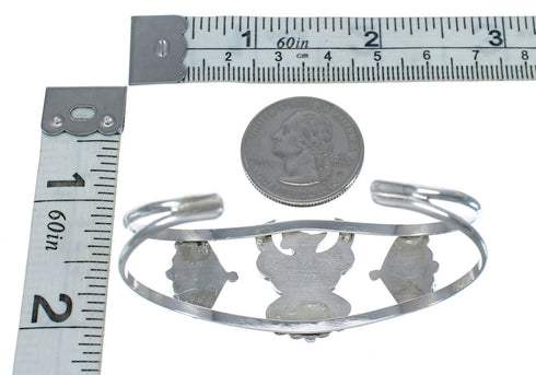 Multicolor Inlay Sterling Silver Zuni Thunderbird Cuff Bracelet AX126286