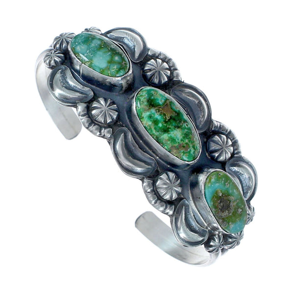 Navajo Genuine Sterling Silver Turquoise Cuff Bracelet AX126737
