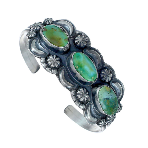 Navajo Genuine Sterling Silver Turquoise Cuff Bracelet AX126739