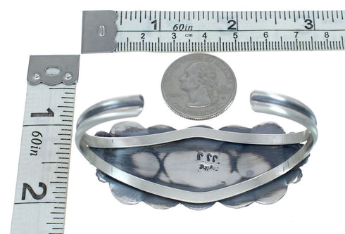 Navajo Genuine Sterling Silver Turquoise Cuff Bracelet AX126739