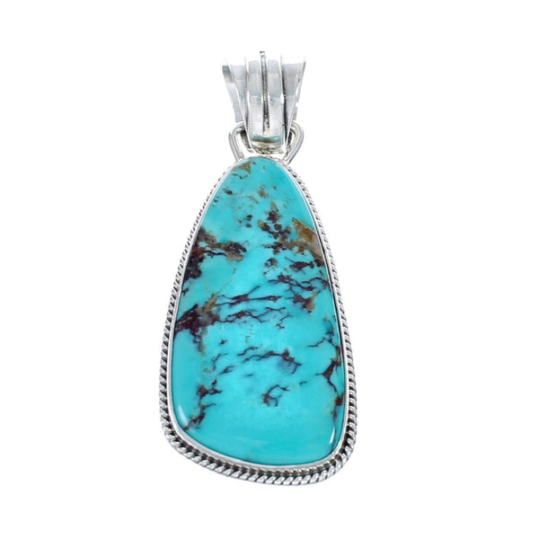 Native American Authentic Turquoise Sterling Silver Pendant JX126655