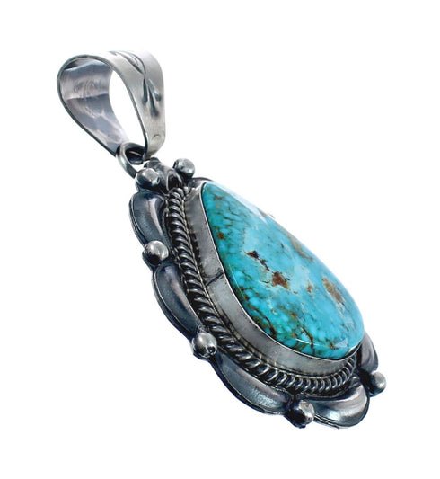 Native American Authentic Kingman Turquoise Sterling Silver Pendant JX126678