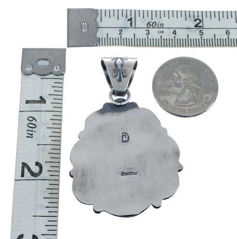 Native American Authentic Kingman Turquoise Sterling Silver Pendant JX126678