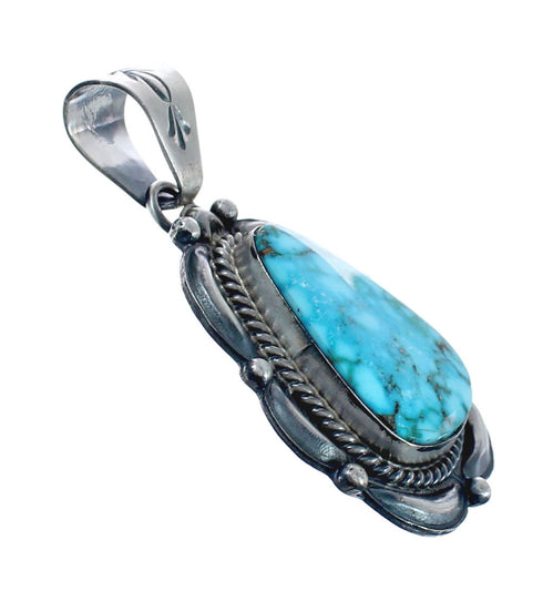 Native American Authentic Kingman Turquoise Sterling Silver Pendant JX126680