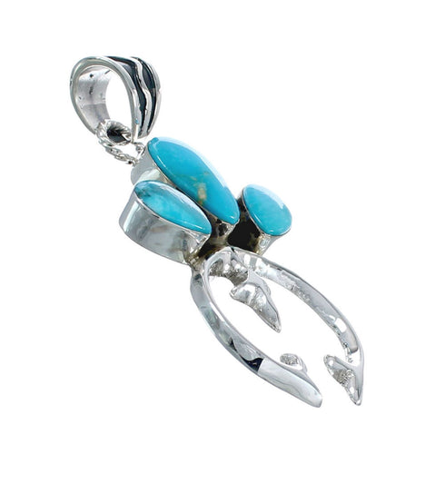 Native American Authentic Turquoise Naja Sterling Silver Pendant JX126683