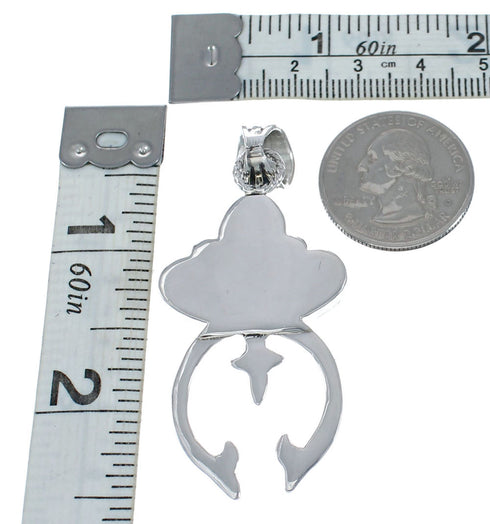 Native American Authentic Turquoise Naja Sterling Silver Pendant JX126683