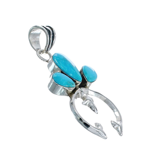 Native American Authentic Turquoise Naja Sterling Silver Pendant JX126686