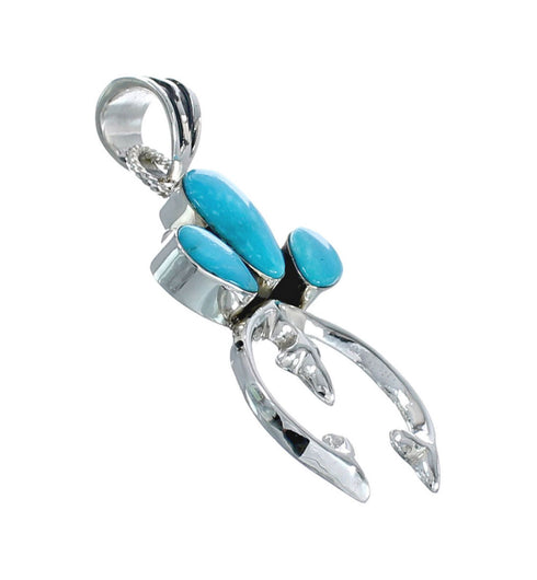 Native American Authentic Turquoise Naja Sterling Silver Pendant JX126688