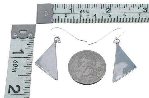 Zuni Sterling Silver Turquoise Inlay Hook Dangle Earrings JX126818