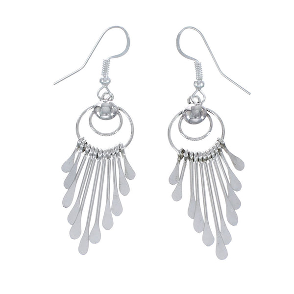Native American Genuine Sterling Silver Hook Dangle Earrings JX126820