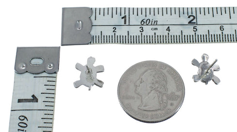 Zuni Onyx And Sterling Silver Turtle Post Earrings JX126826