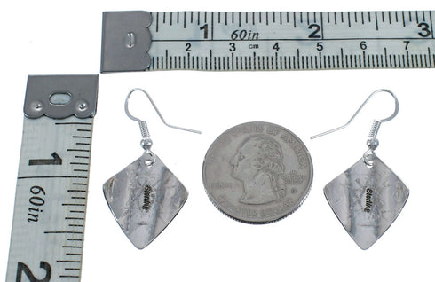 Native American Genuine Sterling Silver Hook Dangle Earrings JX126800