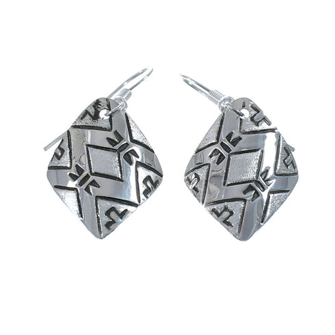 Native American Genuine Sterling Silver Hook Dangle Earrings JX126810