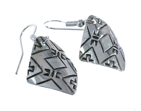Native American Genuine Sterling Silver Hook Dangle Earrings JX126810