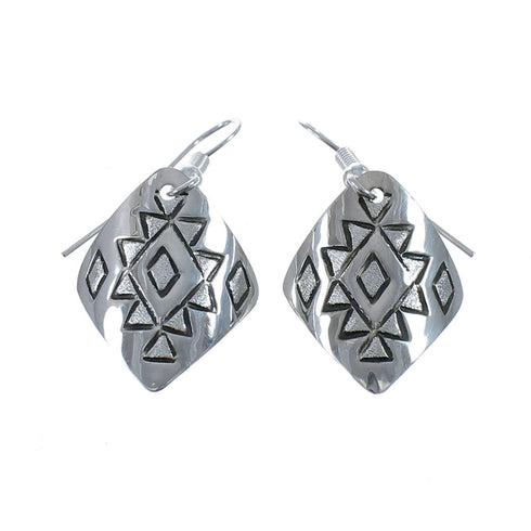 Native American Genuine Sterling Silver Hook Dangle Earrings JX126812